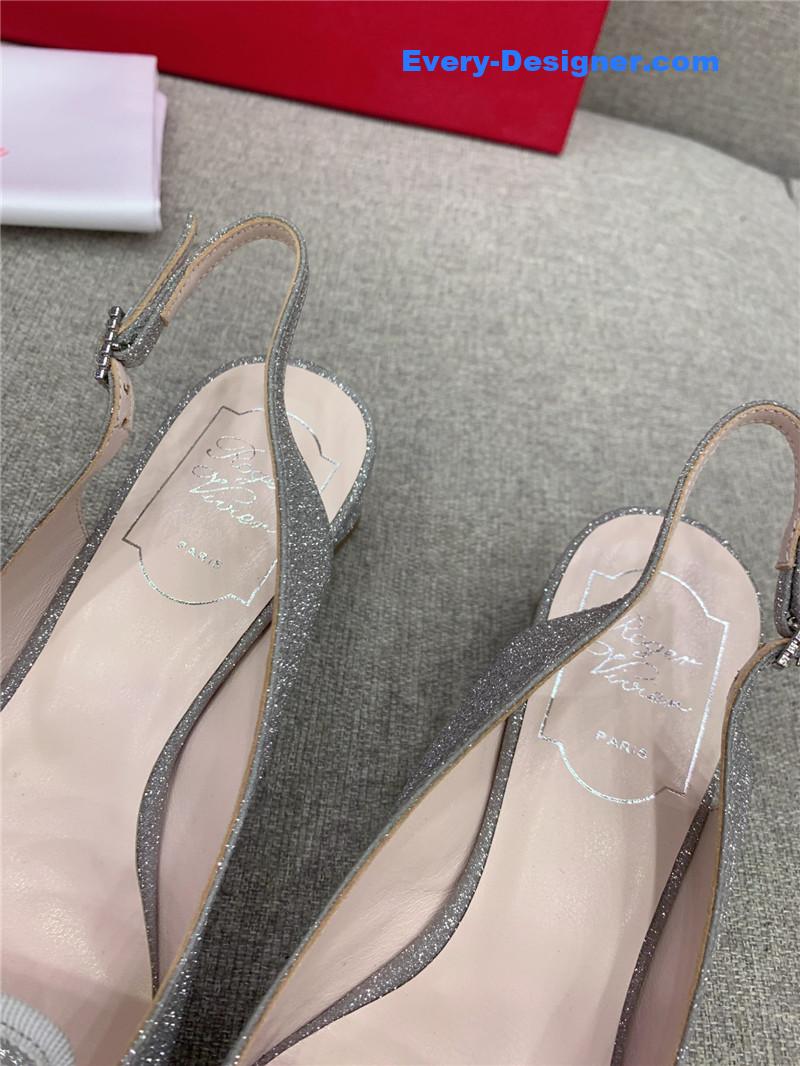 roger vivier classic D1am0nd buckle silk high heel pumps