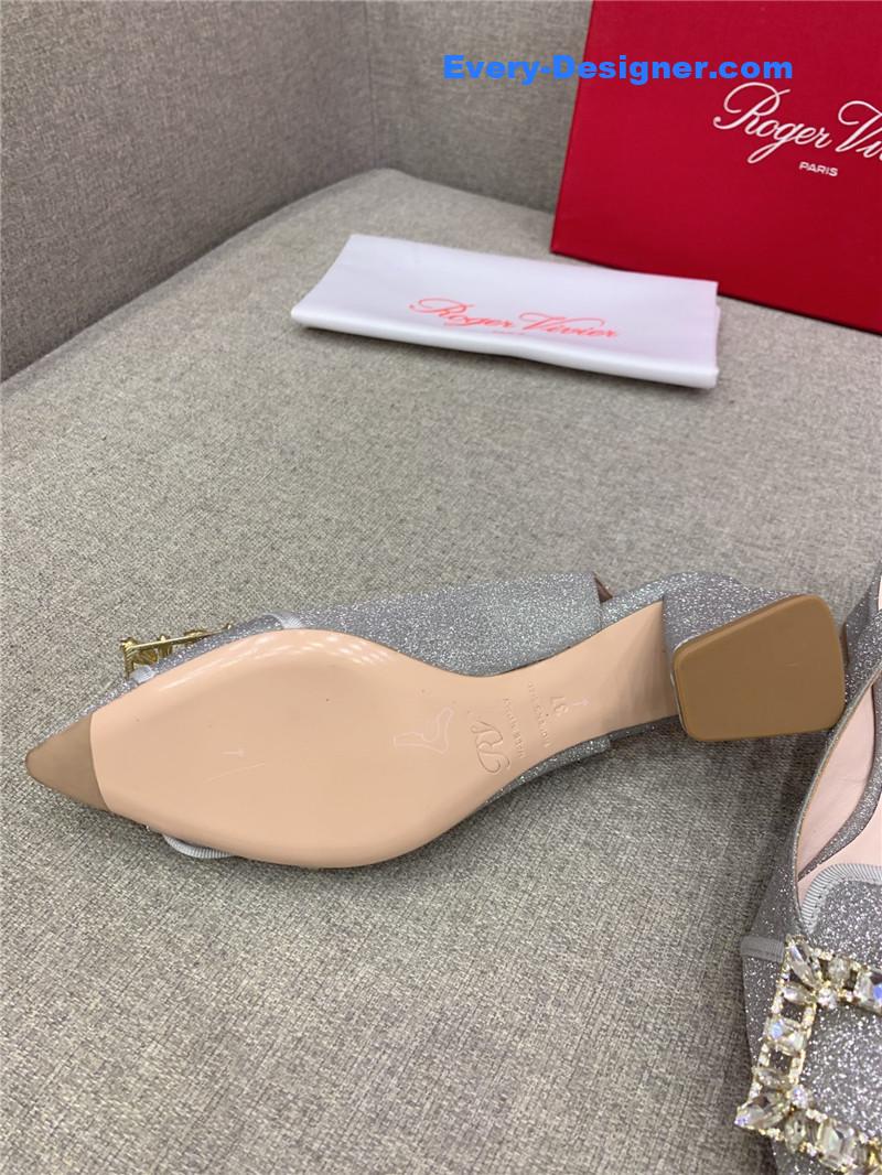 roger vivier classic D1am0nd buckle silk high heel pumps