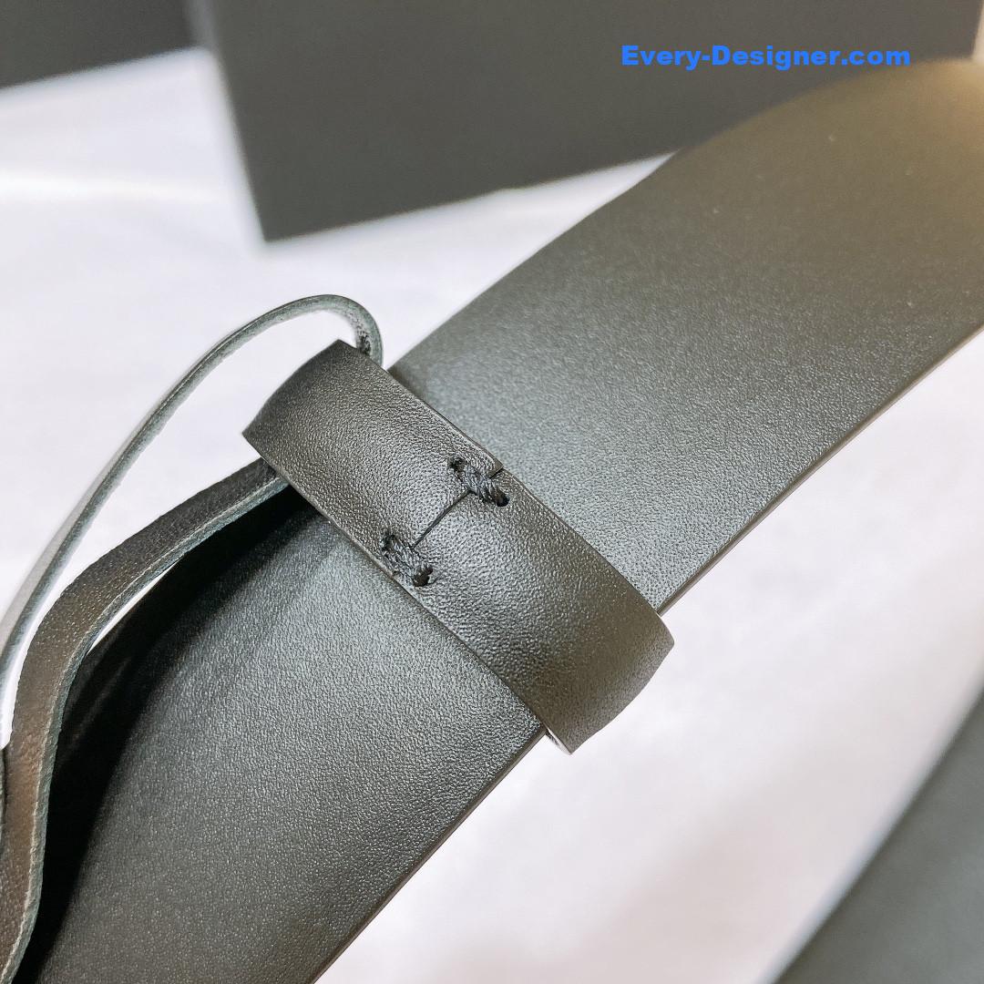 Ch**el rhinestone golden brass metal logo buckle calfskin belt