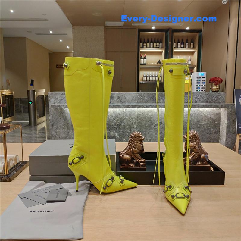 Ba1en*iaga lemon point toe side zip tall boots