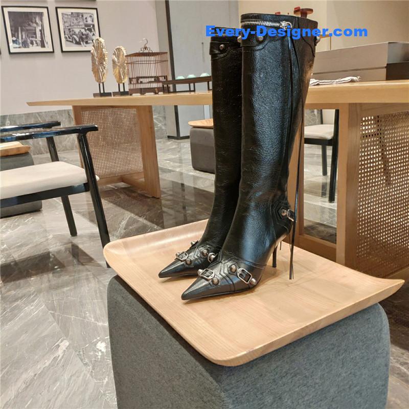 Ba1en*iaga lemon point toe side zip tall boots