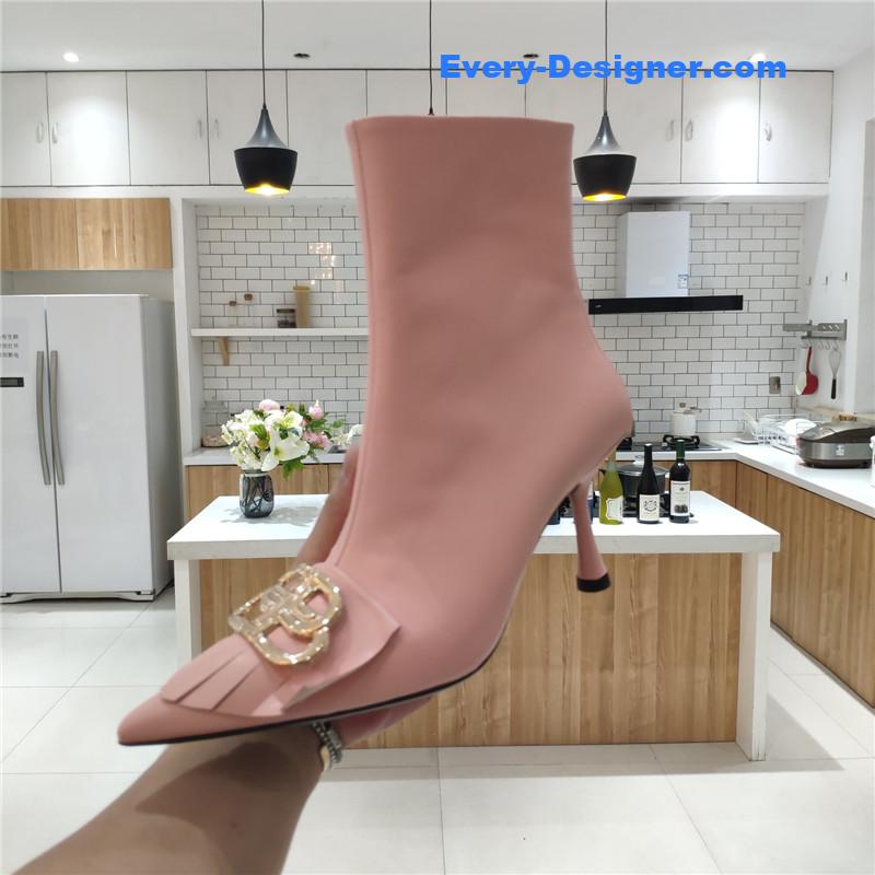 Ba1en*iaga new shape double b buckle flower toe ankle boots