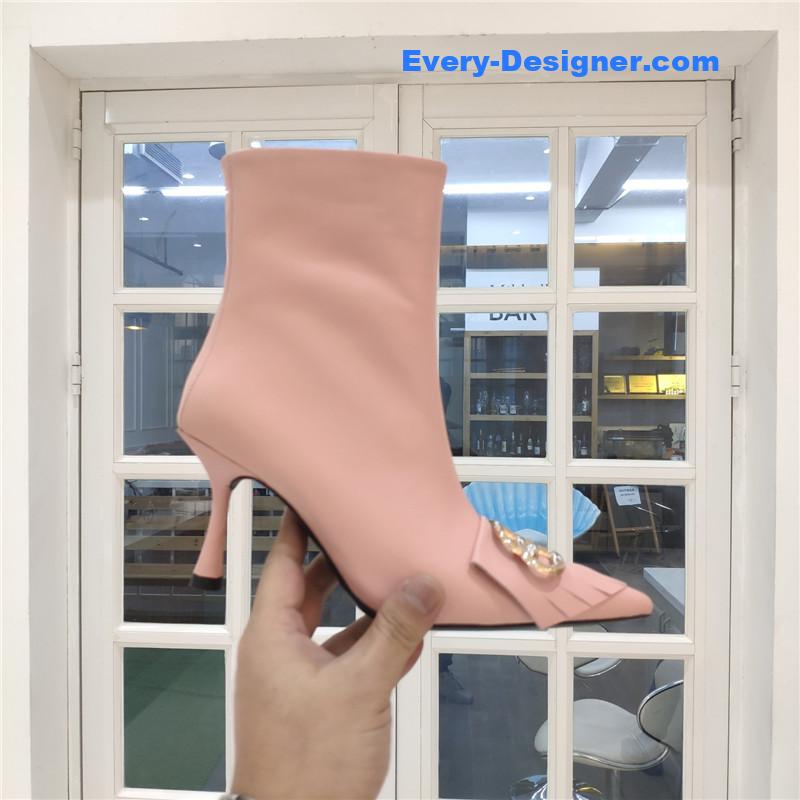 Ba1en*iaga new shape double b buckle flower toe ankle boots