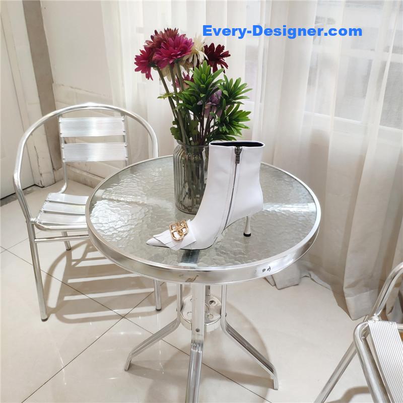 Ba1en*iaga new shape double b buckle flower toe ankle boots