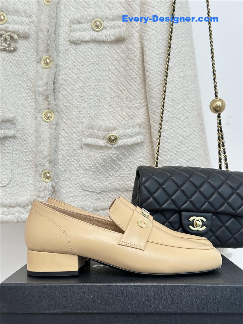 CC double C letter buckle square head chunky loafers
