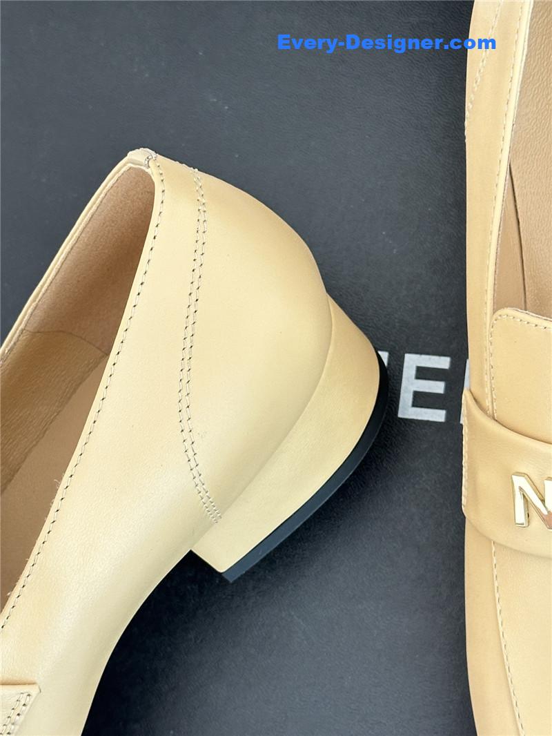 CC double C letter buckle square head chunky loafers