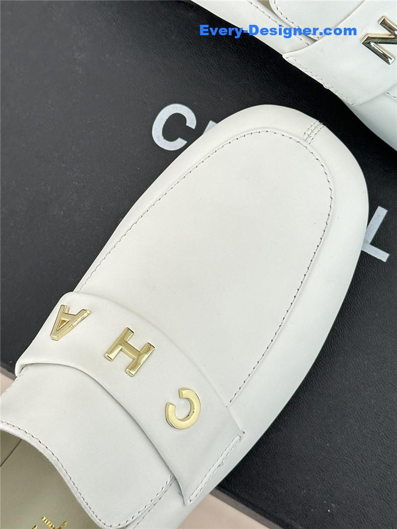 CC double C letter buckle square head chunky loafers