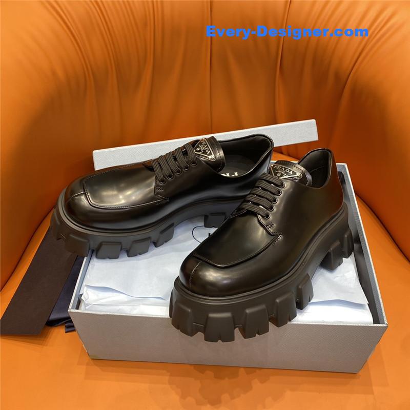 Pra*a triangle logo lace-up loafers