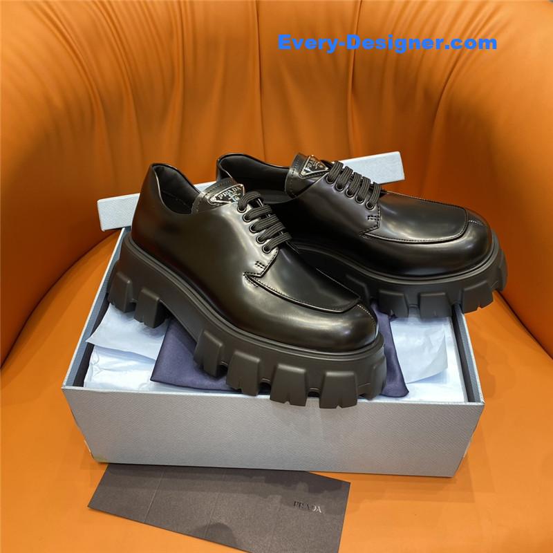 Pra*a triangle logo lace-up loafers