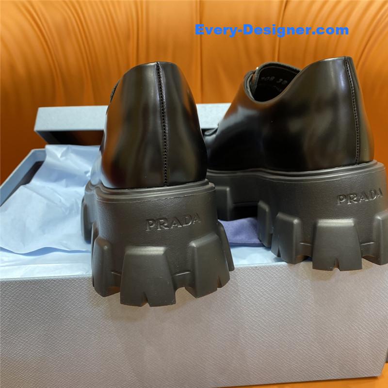 Pra*a triangle logo lace-up loafers