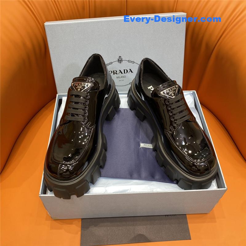 Pra*a triangle logo lace-up loafers