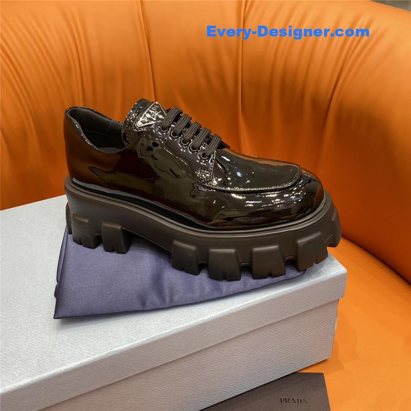 Pra*a triangle logo lace-up loafers