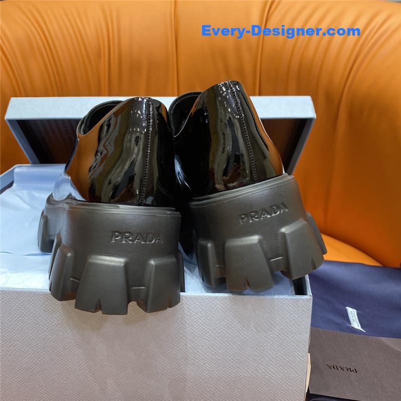 Pra*a triangle logo lace-up loafers