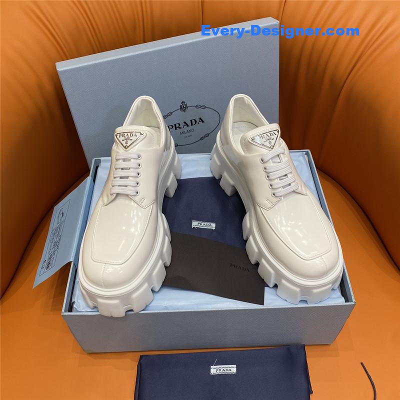 Pra*a triangle logo lace-up loafers