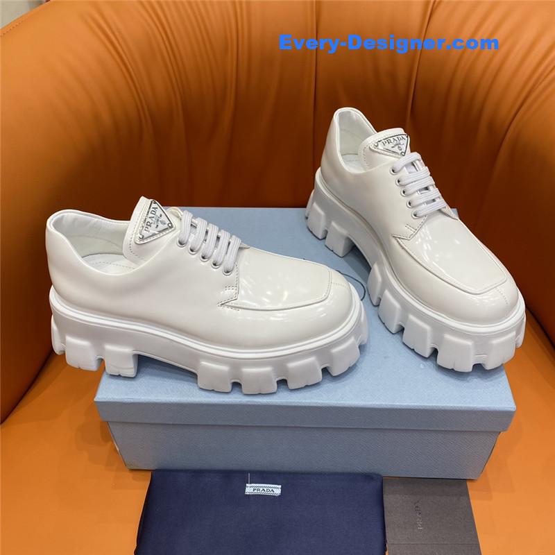 Pra*a triangle logo lace-up loafers