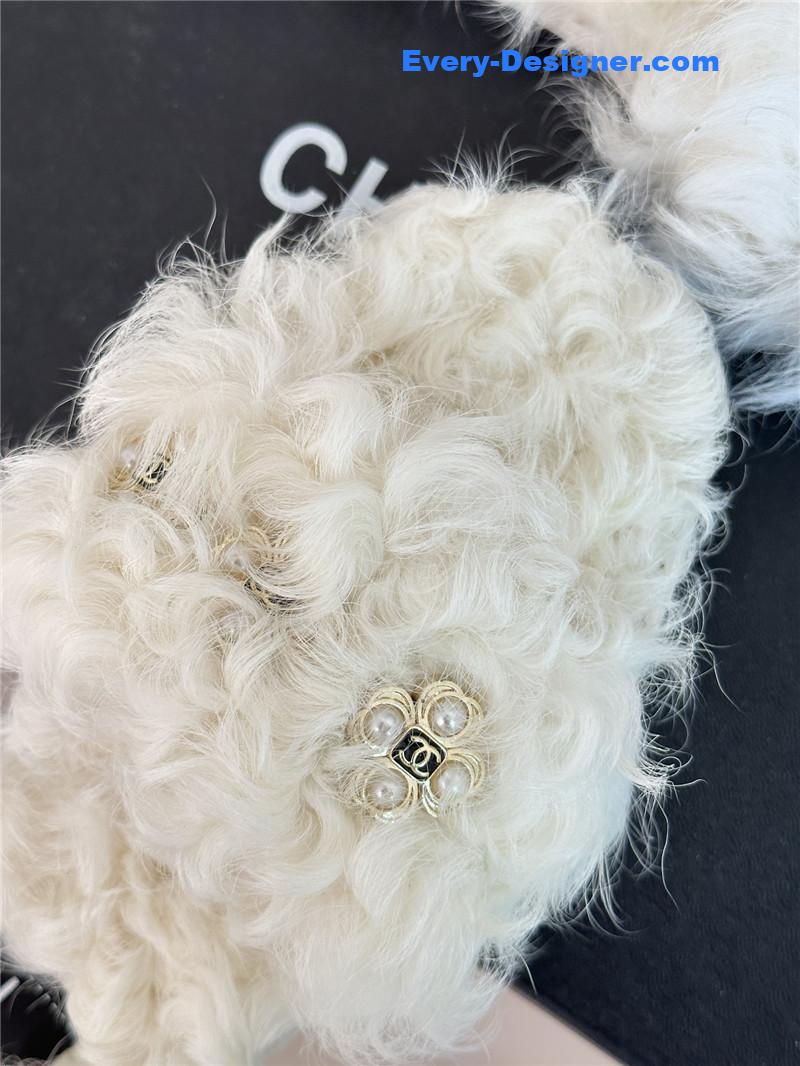 CC new Mier pure wool double C four-leaf clover fur slippers