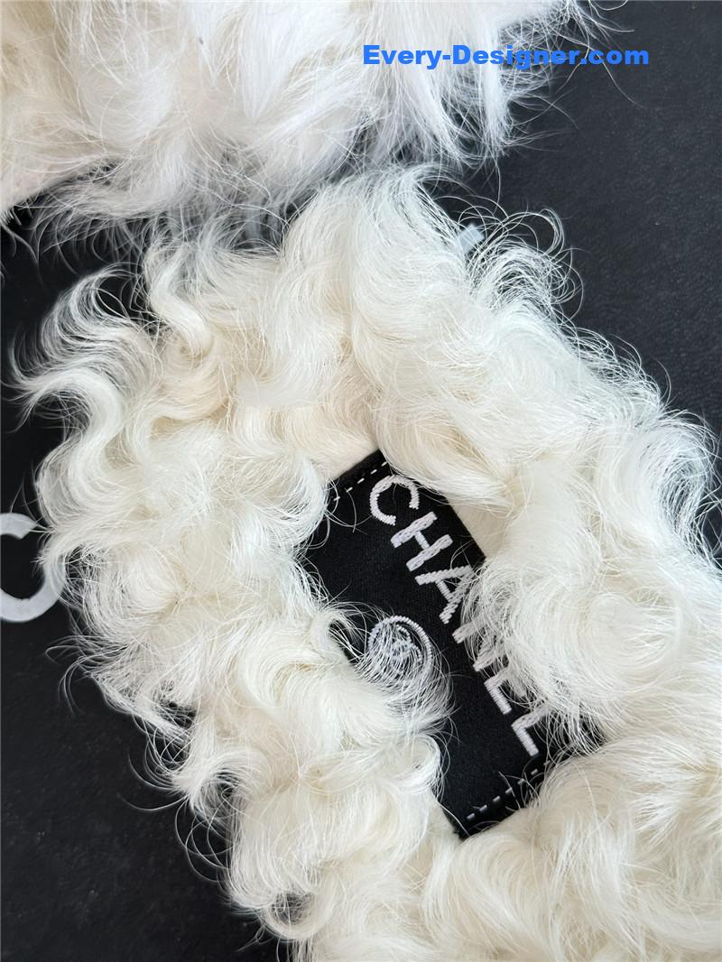 CC new Mier pure wool double C four-leaf clover fur slippers