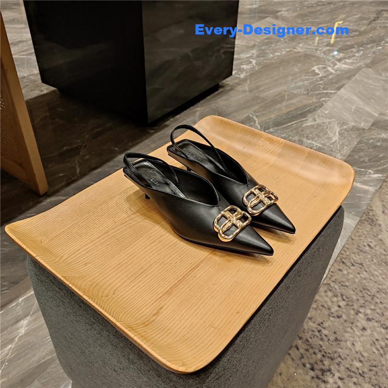 Ba1en*iaga double b buckle cat heel mules slippers