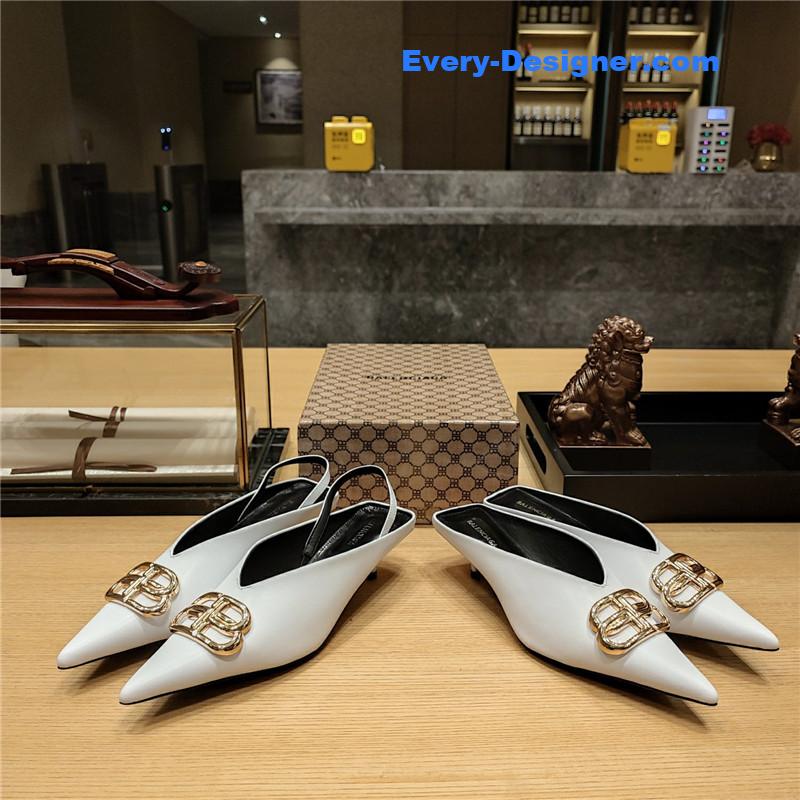 Ba1en*iaga double b buckle cat heel mules slippers