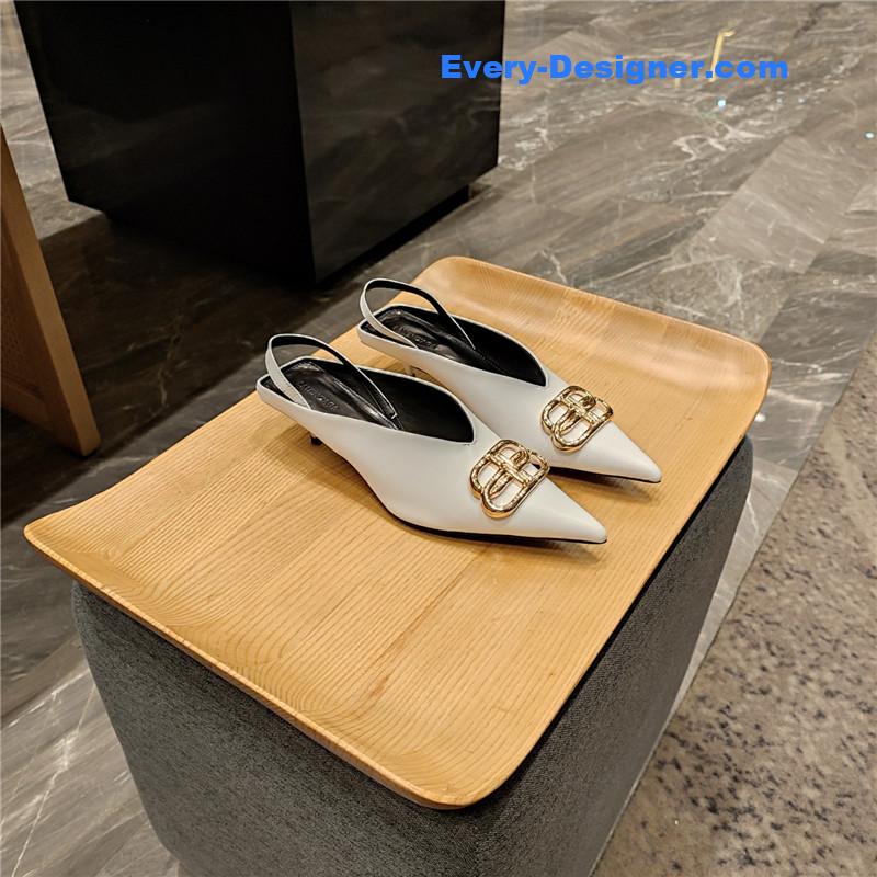 Ba1en*iaga double b buckle cat heel mules slippers