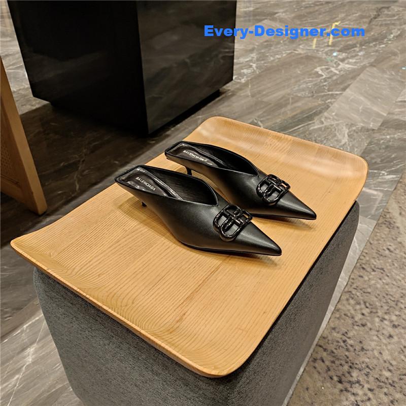 Ba1en*iaga double b buckle cat heel mules slippers