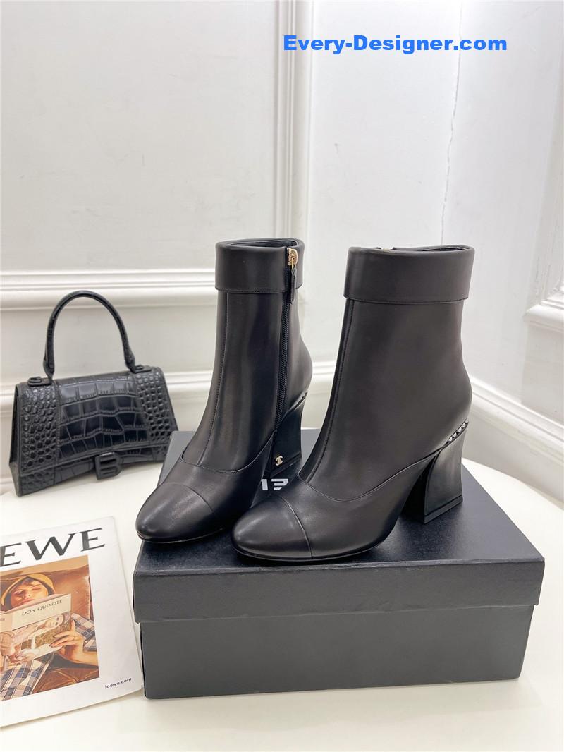 CC catwalk style pearl heel ankle boots