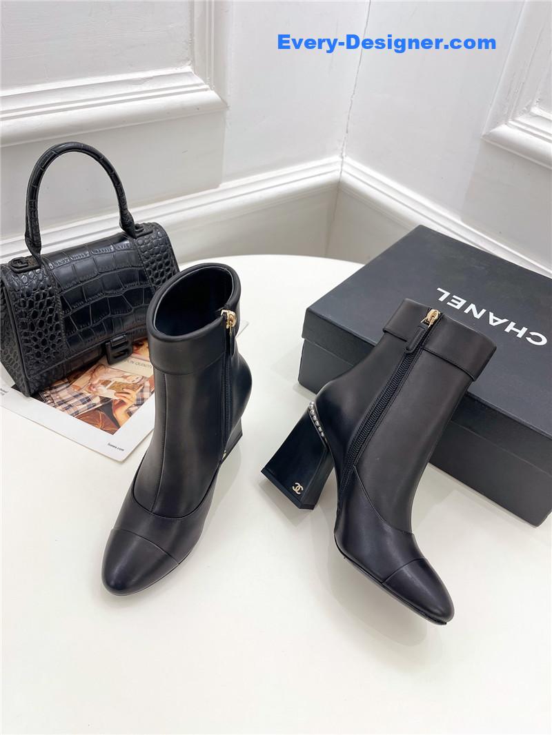 CC catwalk style pearl heel ankle boots