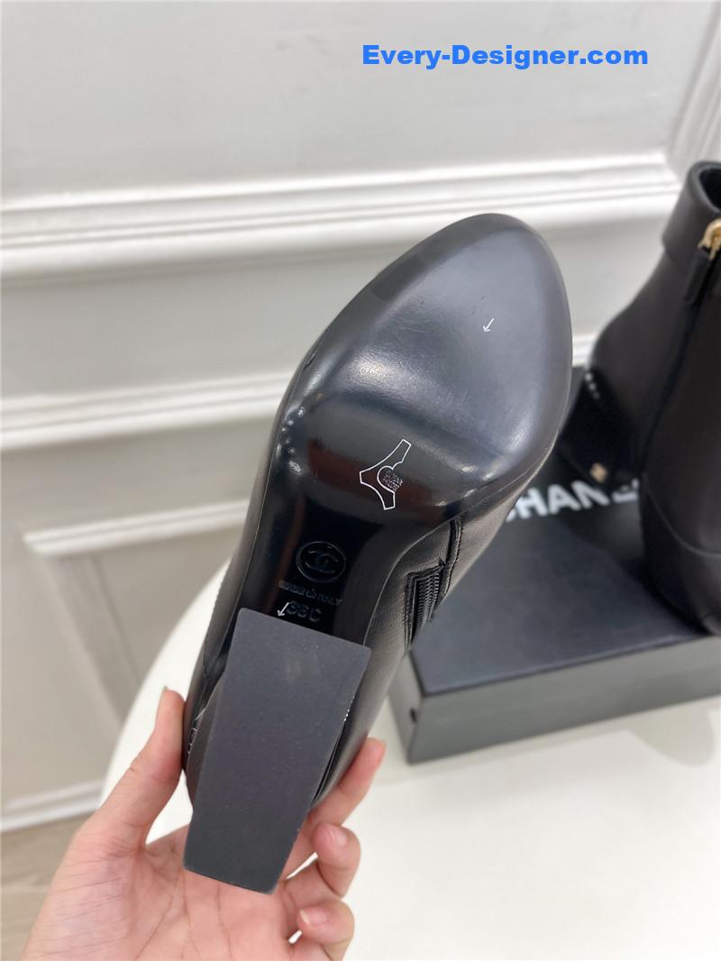 CC catwalk style pearl heel ankle boots