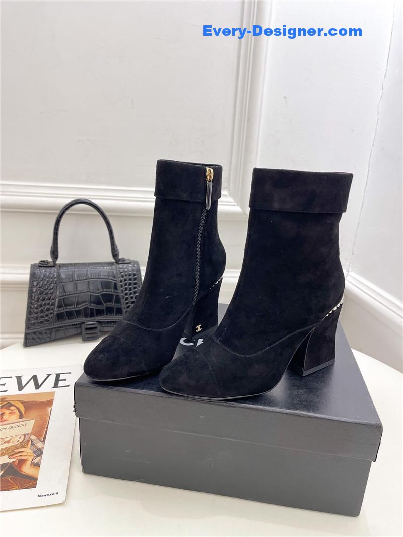 CC catwalk style pearl heel ankle boots