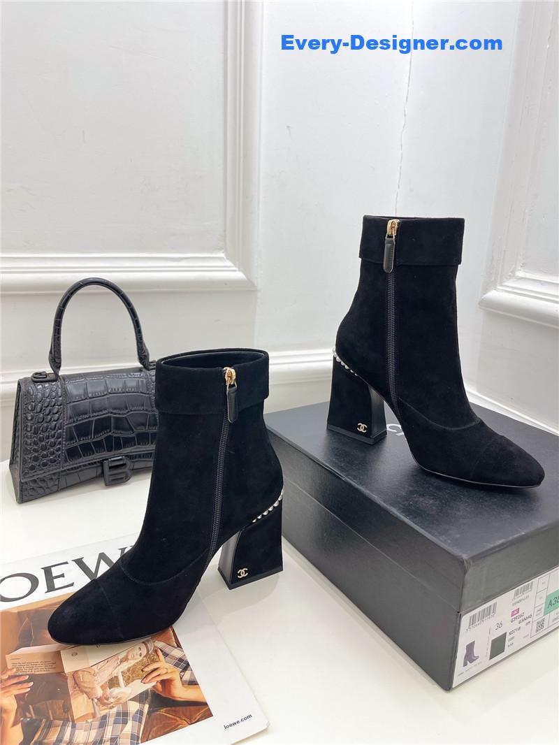 CC catwalk style pearl heel ankle boots