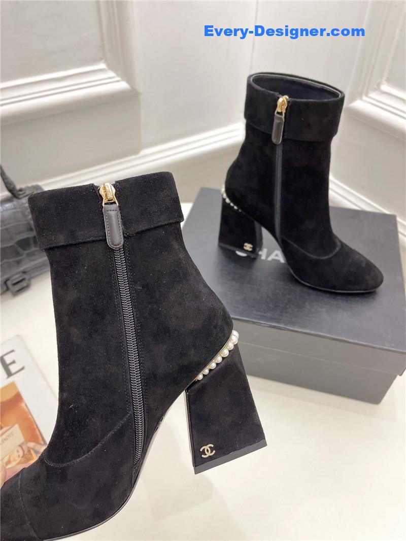 CC catwalk style pearl heel ankle boots