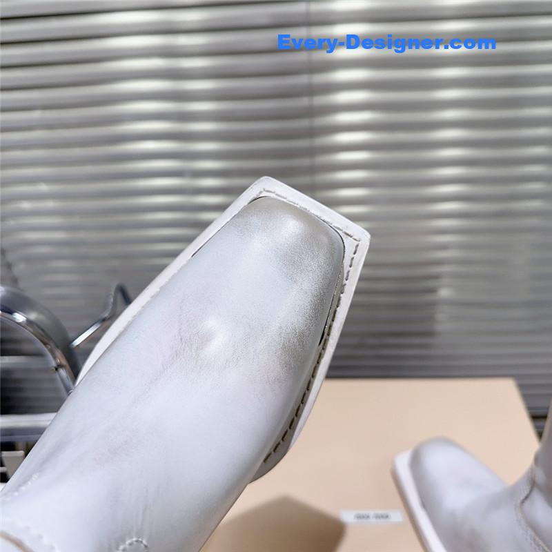 M1um1u autumn and winter new retro square toe boots