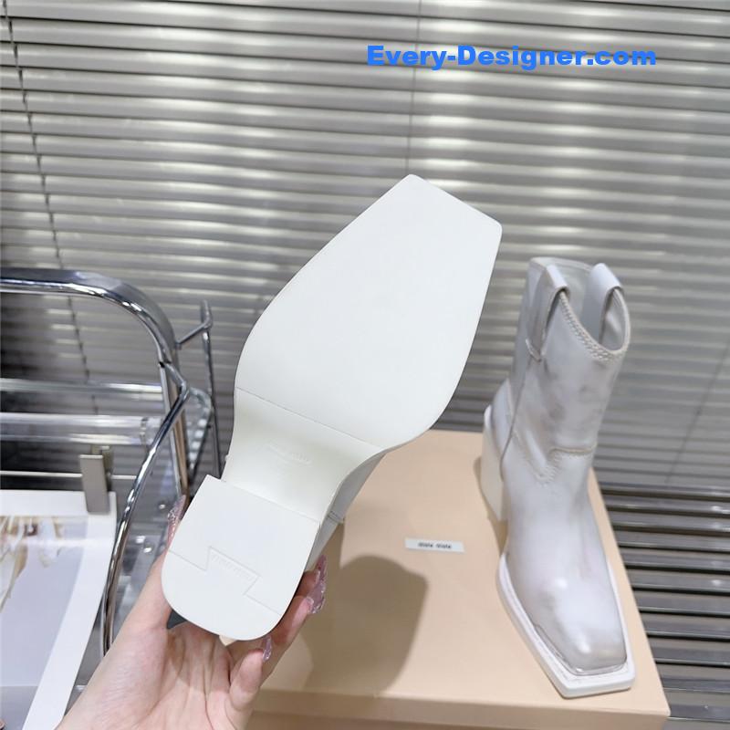 M1um1u autumn and winter new retro square toe boots