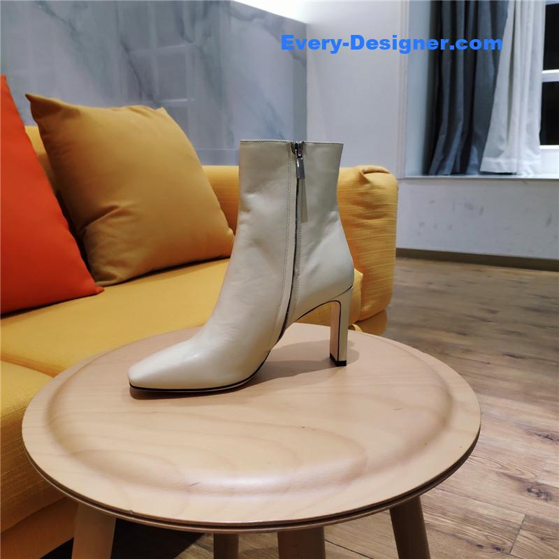 J1m*y Ch00 signature jc buckle chunky heel leather boots