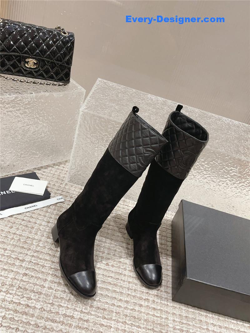 CC retro small round toe stitching design boots