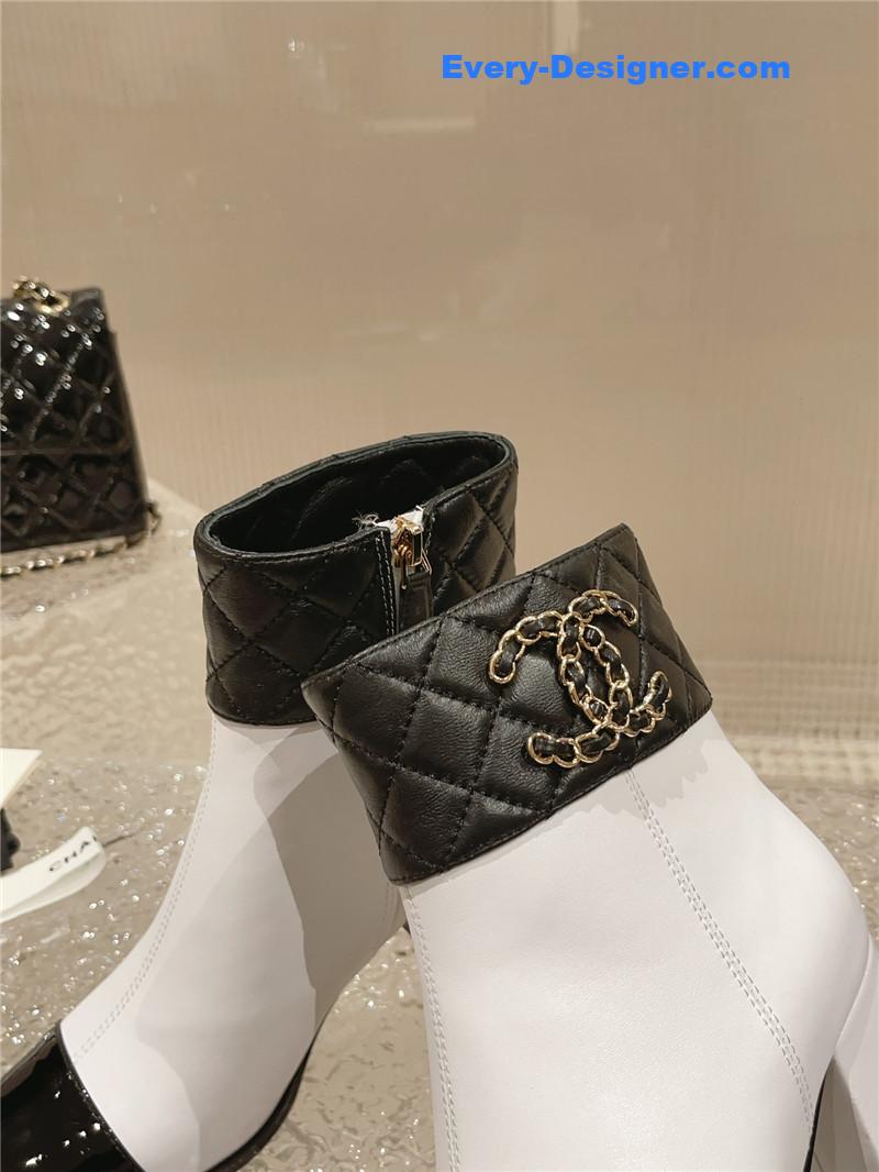 CC retro small round toe stitching design boots