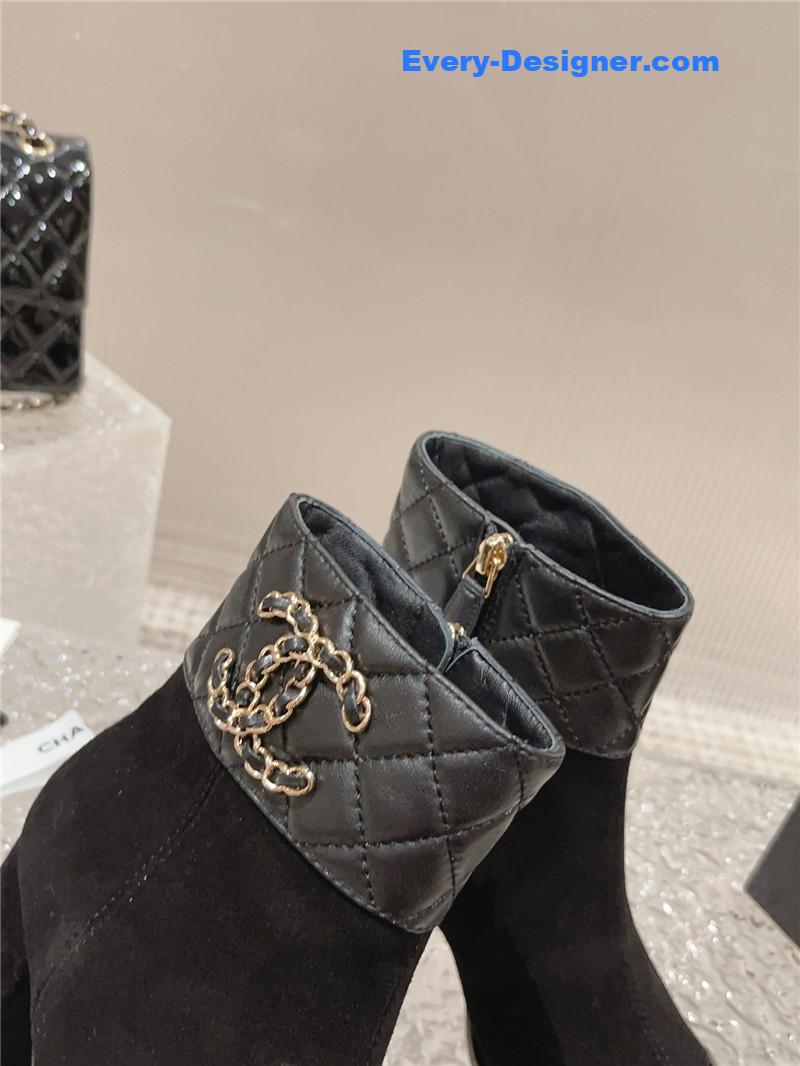 CC retro small round toe stitching design boots