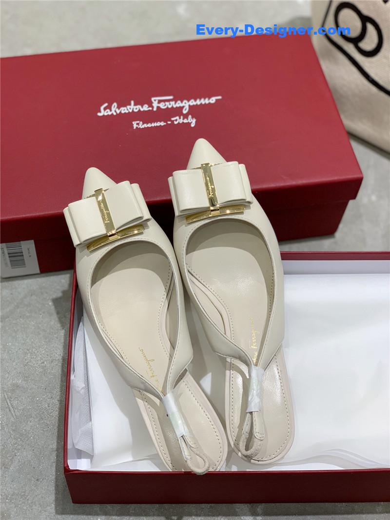 Salvatore Ferragamo pointed toe layered bow back sandals