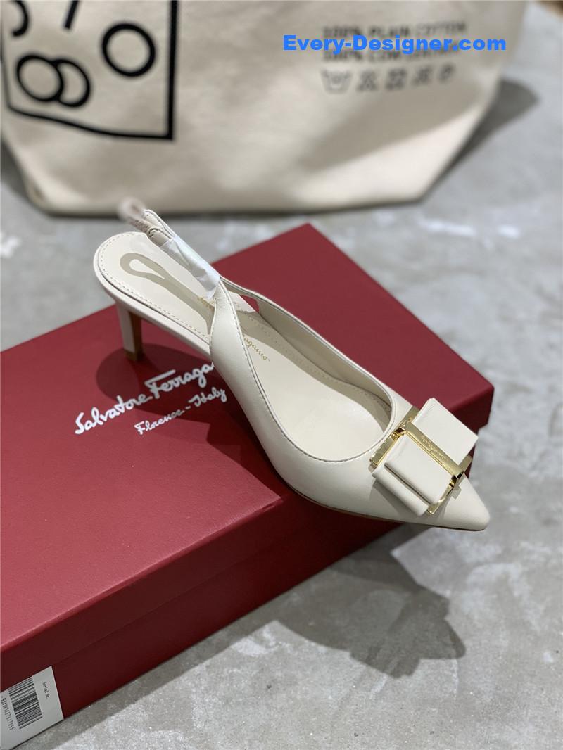 Salvatore Ferragamo pointed toe layered bow back sandals