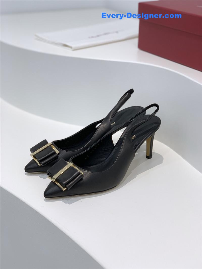 Salvatore Ferragamo pointed toe layered bow back sandals