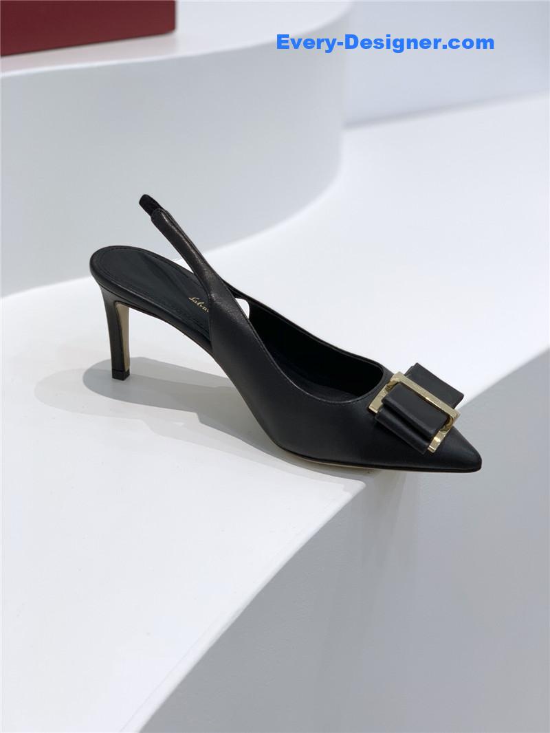 Salvatore Ferragamo pointed toe layered bow back sandals