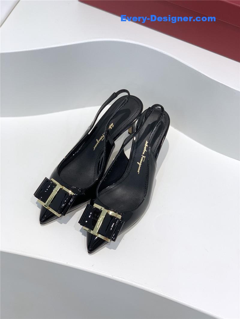 Salvatore Ferragamo pointed toe layered bow back sandals