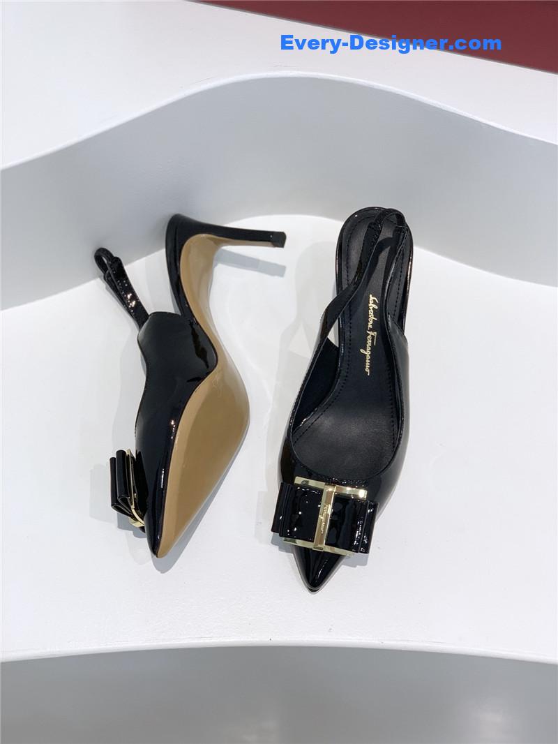 Salvatore Ferragamo pointed toe layered bow back sandals