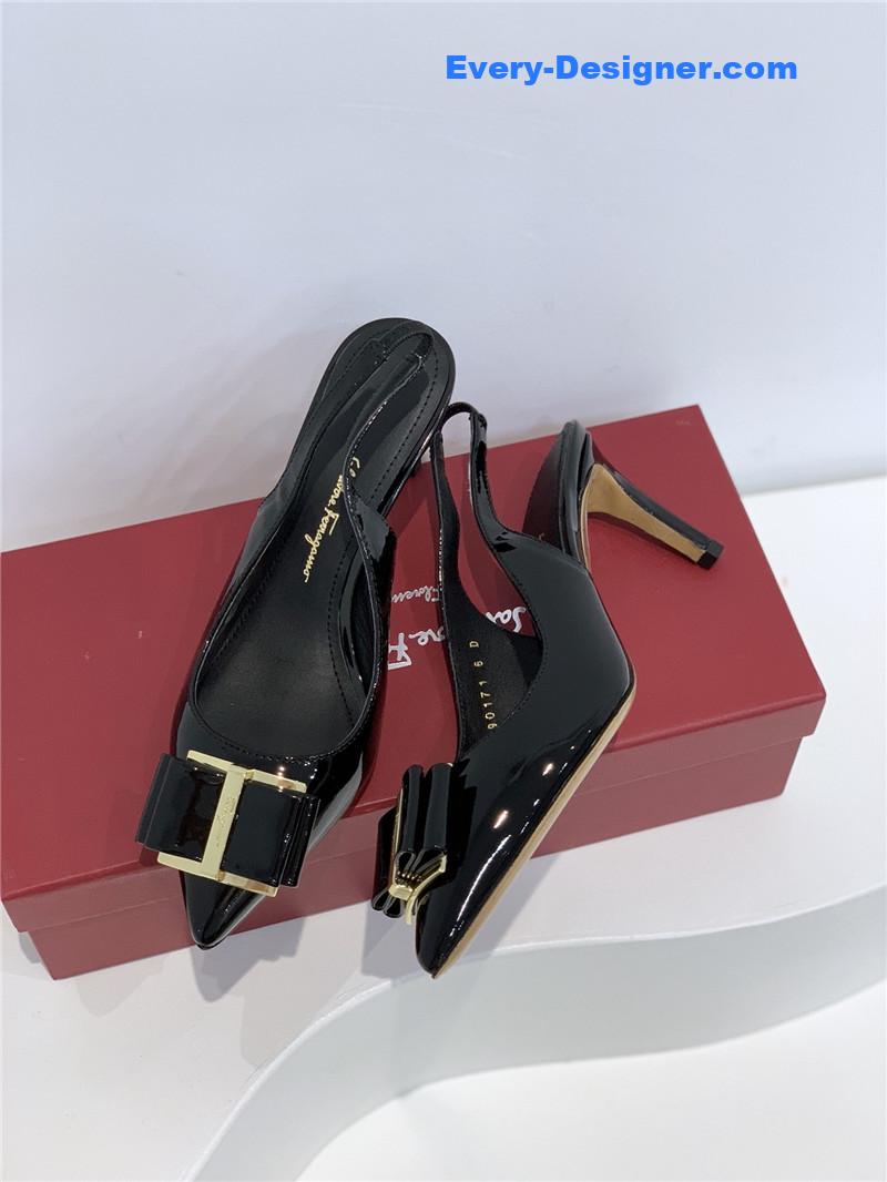 Salvatore Ferragamo pointed toe layered bow back sandals