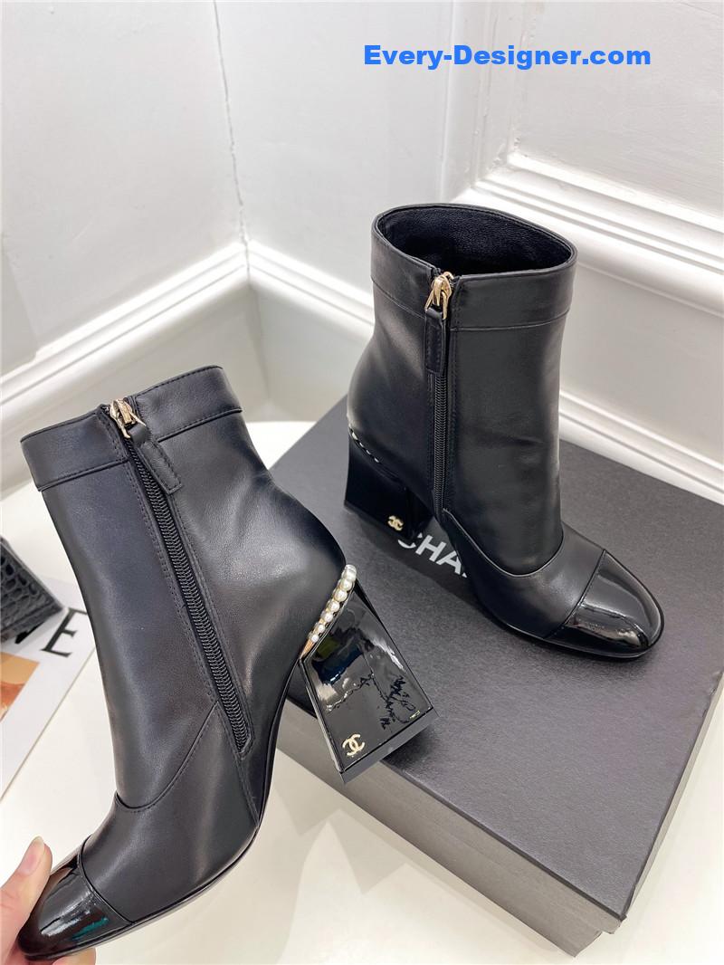CC catwalk style pearl heel ankle boots