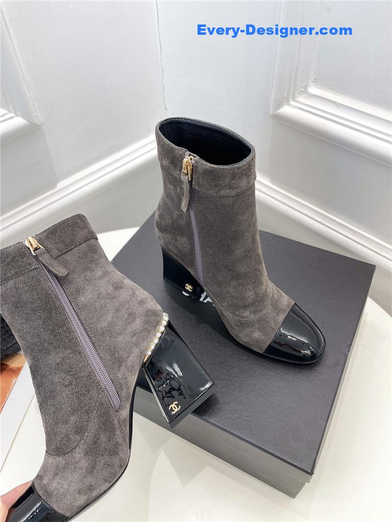 CC catwalk style pearl heel ankle boots