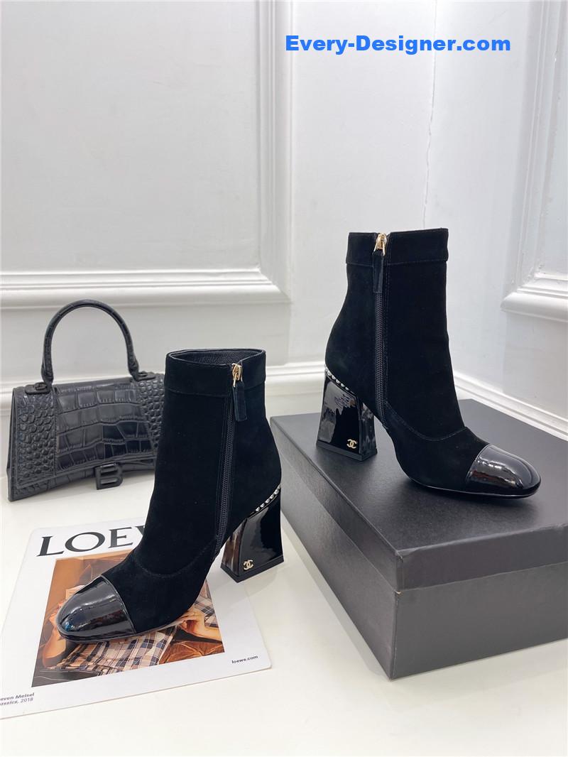 CC catwalk style pearl heel ankle boots