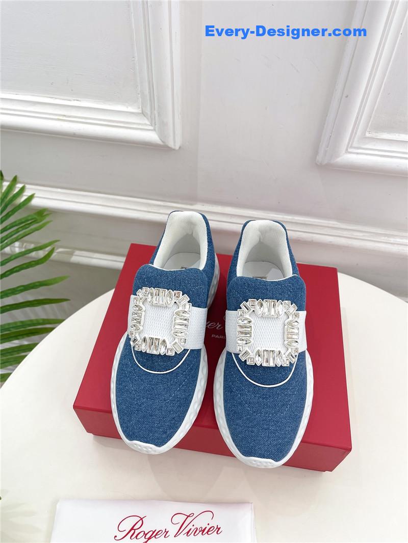 roger vivier classic D1am0nd buckle sneakers in fabric