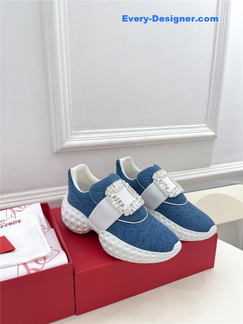 roger vivier classic D1am0nd buckle sneakers in fabric