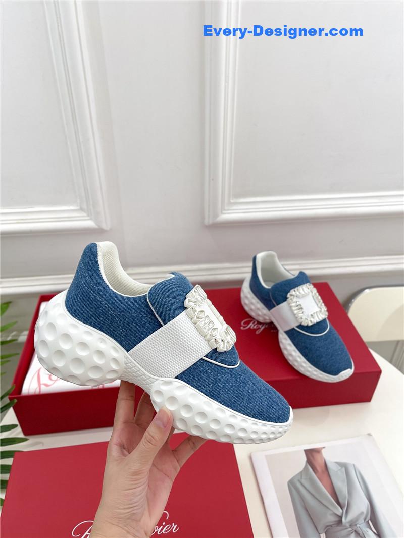 roger vivier classic D1am0nd buckle sneakers in fabric